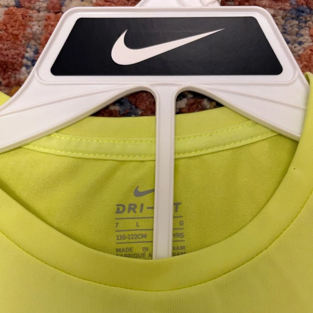 Nike Neon Yellow & Gray Youth Dri-FIT 'Just Do It' Tee and Shorts - Picture 3 of 5